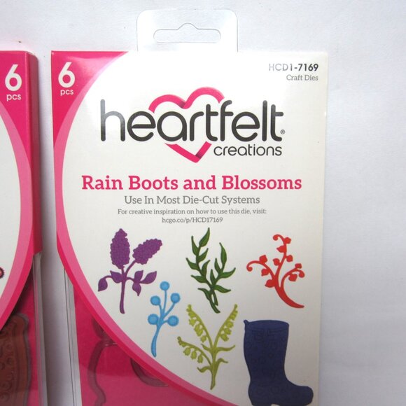 Heartfelt Creations Rain Boots and Blossoms Cling Stamps & Craft Dies NEW - Picture 3 of 4